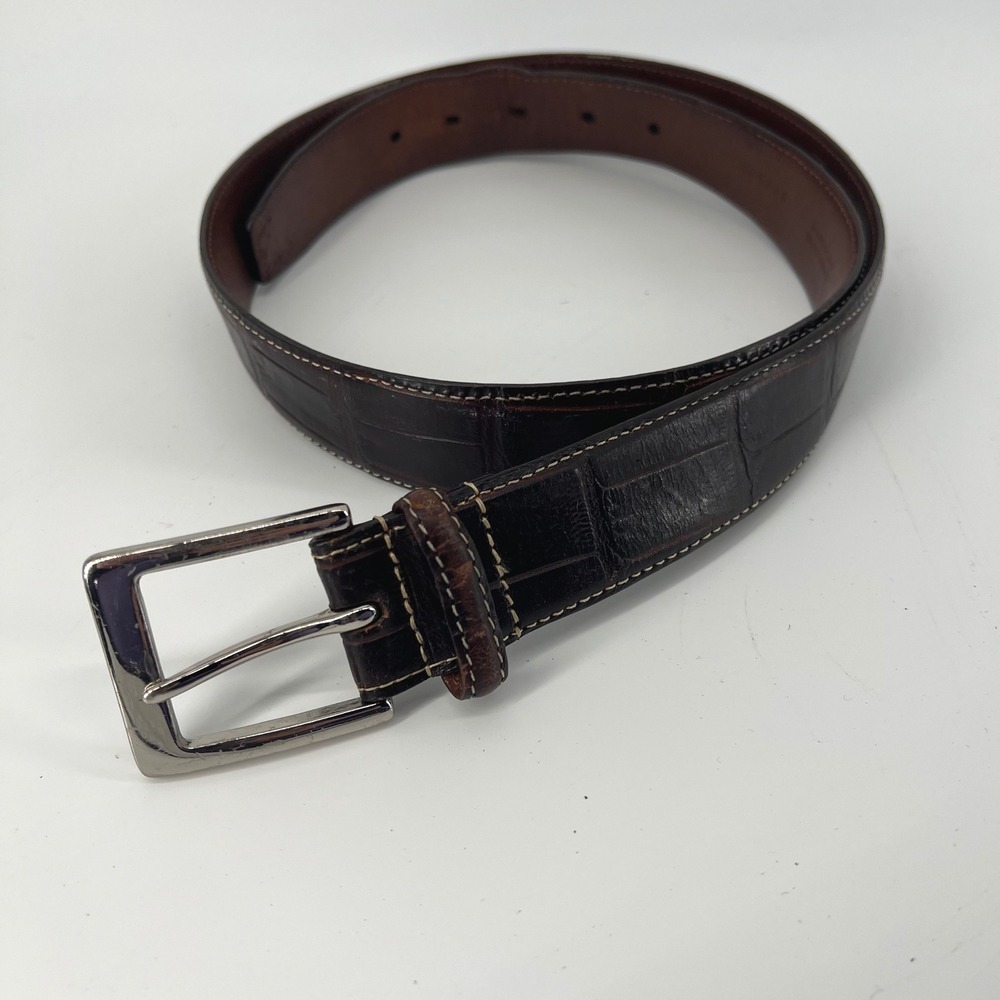 Fullum & Holt Men's Genuine Leather Embossed Crocodile Belt 38/95 Made in Canada